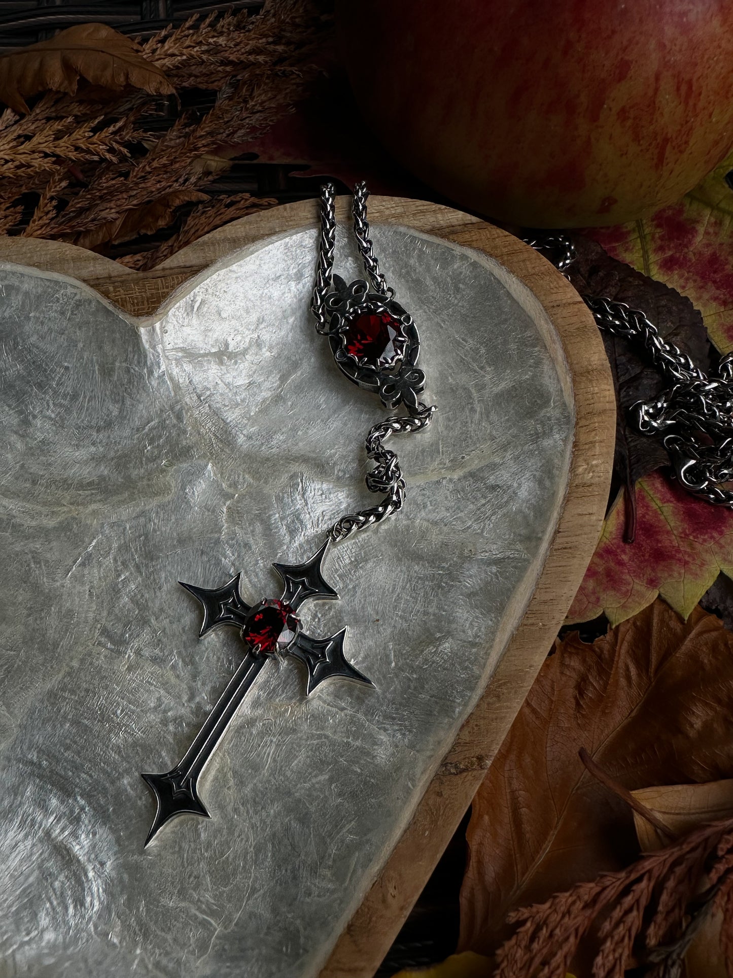 SCARLET REVERIE CRUCIFIX NECKLACE